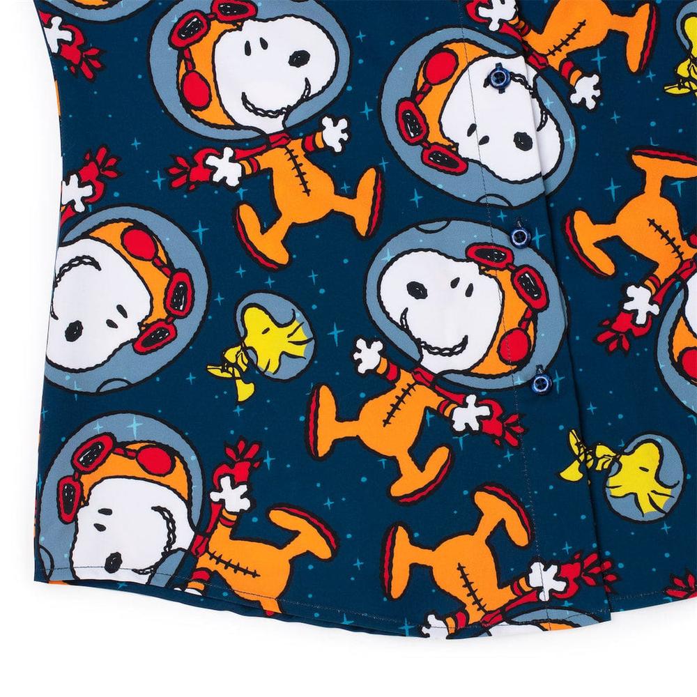 RSVLTS Snoopy in Space Women's KUNUFLEX Short Sleeve Shirt in Blue — detail 8