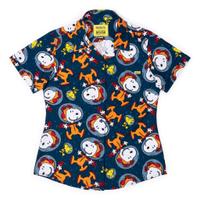 RSVLTS Snoopy in Space Women's KUNUFLEX Short Sleeve Shirt in Blue — detail 3