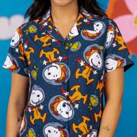 RSVLTS Snoopy in Space Women's KUNUFLEX Short Sleeve Shirt in Blue — detail 4