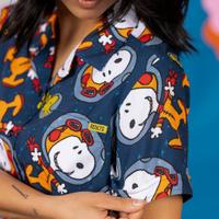 RSVLTS Snoopy in Space Women's KUNUFLEX Short Sleeve Shirt in Blue — detail 6
