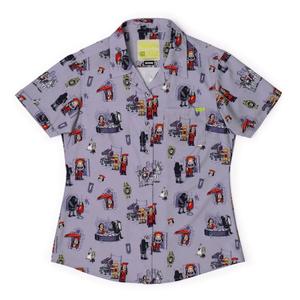 RSVLTS Short Lord Women's KUNUFLEX Short Sleeve Shirt in Gray — front view