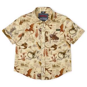 RSVLTS Book of Dragons Preschool KUNUFLEX Short Sleeve Shirt in Brown — front view