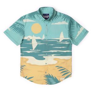 RSVLTS Calm Seas? KUNUFLEX Short Sleeve Shirt in Blue — front view