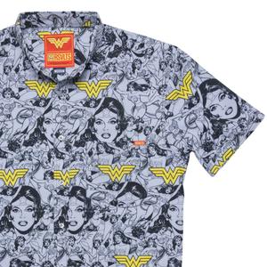 RSVLTS Face of Wonder KUNUFLEX Short Sleeve Shirt in Gray — front view