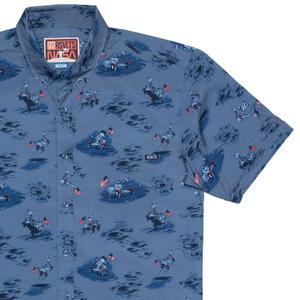 RSVLTS Moon Buggy KUNUFLEX Short Sleeve Shirt in Blue — front view