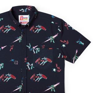 RSVLTS Amuro vs. Char KUNUFLEX Short Sleeve Shirt in Black — front view
