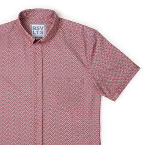 RSVLTS Coral Floral KUNUFLEX Short Sleeve Shirt in Red — front view