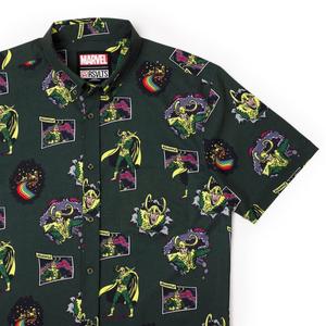 RSVLTS The Trickster KUNUFLEX Short Sleeve Shirt in Green — front view