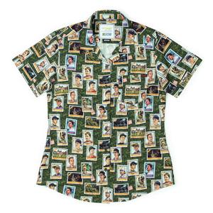 RSVLTS Starting Nine Women's KUNUFLEX Short Sleeve Shirt in Green — front view