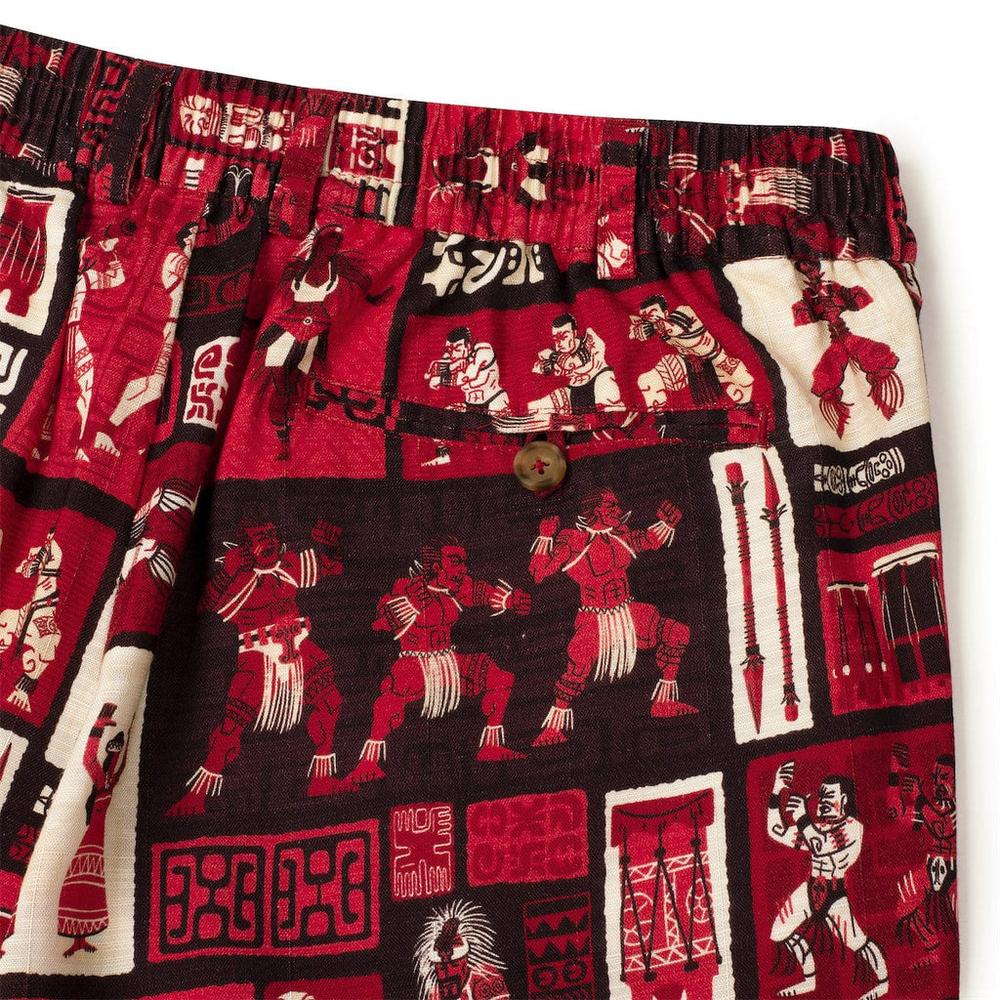 RSVLTS The Spirit of Polynesia Bamboo Resort Shorts in Red — detail 6