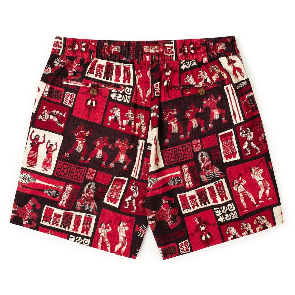 RSVLTS The Spirit of Polynesia Bamboo Resort Shorts in Red — detail 5