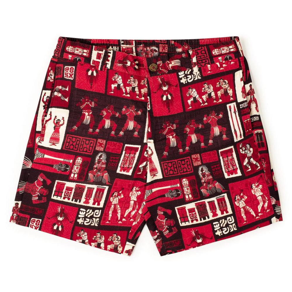 RSVLTS The Spirit of Polynesia Bamboo Resort Shorts in Red — detail 3