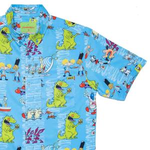 RSVLTS Home of the Good Burger KUNUFLEX Short Sleeve Shirt in Blue — front view