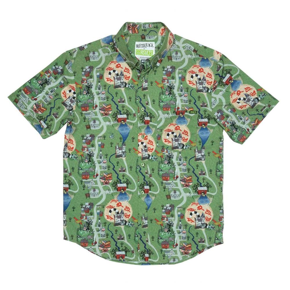 RSVLTS Terror of Winter River KUNUFLEX Short Sleeve Shirt in Green — detail 2