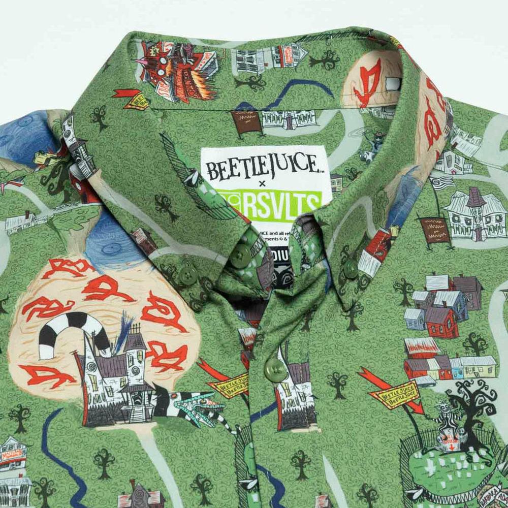 RSVLTS Terror of Winter River KUNUFLEX Short Sleeve Shirt in Green — detail 5