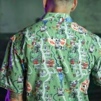 RSVLTS Terror of Winter River KUNUFLEX Short Sleeve Shirt in Green — detail 10