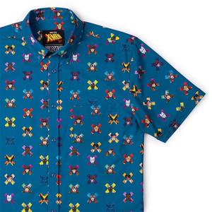RSVLTS All My Xs KUNUFLEX Short Sleeve Shirt in Blue — front view