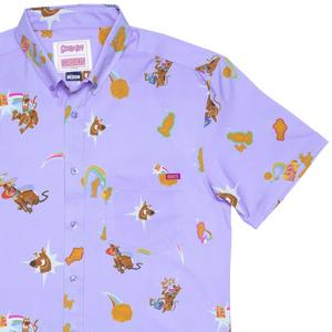 RSVLTS Scooby Snacks KUNUFLEX Short Sleeve Shirt in Purple — front view