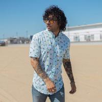 RSVLTS Birds of Play KUNUFLEX Short Sleeve Shirt in Blue — detail 5