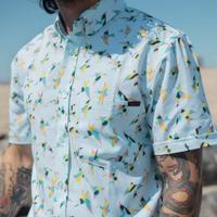 RSVLTS Birds of Play KUNUFLEX Short Sleeve Shirt in Blue — detail 3