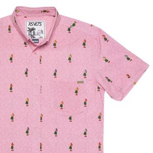RSVLTS Dashboard Dancin’ KUNUFLEX Short Sleeve Shirt in Red — front view