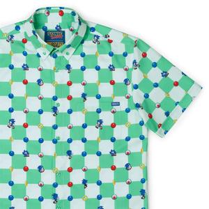RSVLTS Blue Sphere Bonanza KUNUFLEX Short Sleeve Shirt in Green — front view