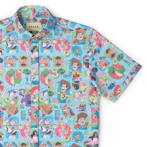 RSVLTS Toying Around KUNUFLEX Short Sleeve Shirt in Blue — front view