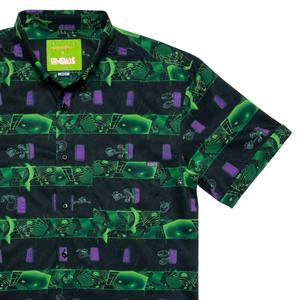 RSVLTS The Ghost Zone KUNUFLEX Short Sleeve Shirt in Black — front view