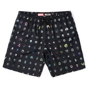 RSVLTS Faces of Marvel Hybrid Shorts in Black — front view