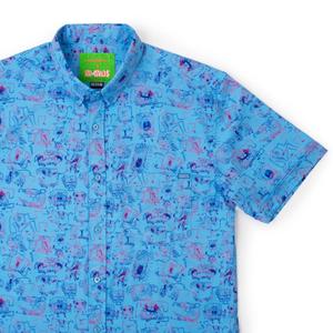 RSVLTS Different Sides of a Sponge (Blue) KUNUFLEX Short Sleeve Shirt in Blue — front view
