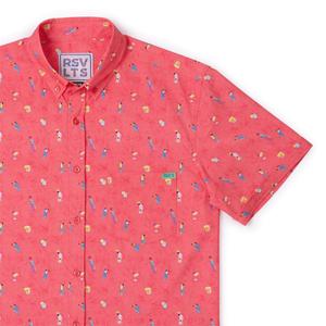 RSVLTS Tropical Flocktails KUNUFLEX Short Sleeve Shirt in Pink — front view