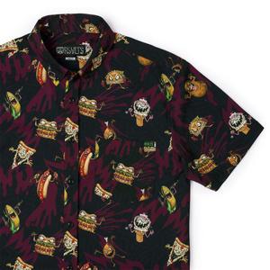 RSVLTS Evil Eats KUNUFLEX Short Sleeve Shirt in Black — front view