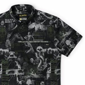 RSVLTS Dark Times Lie Ahead KUNUFLEX Short Sleeve Shirt in Black — front view