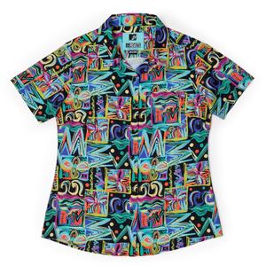 RSVLTS Panama City Beach Women's KUNUFLEX Short Sleeve Shirt in Multicolor — front view