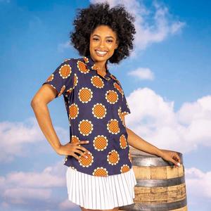 RSVLTS Shh! I Am Lucy! Women's KUNUFLEX Short Sleeve Shirt in Black — front view