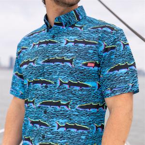 RSVLTS Cool Cudas KUNUFLEX Short Sleeve Shirt in Black — front view
