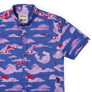 RSVLTS Nobody Gets Left Behind KUNUFLEX Short Sleeve Shirt in Purple — front view