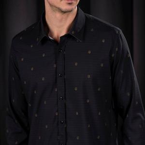 RSVLTS Arch Deco Good Looks KUNUFLEX Dress Shirt in Black — front view