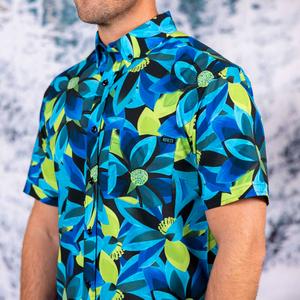 RSVLTS Green & Blume KUNUFLEX Short Sleeve Shirt in Blue — front view