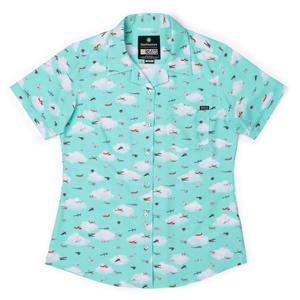 RSVLTS Take Flight Women's KUNUFLEX Short Sleeve Shirt in Blue — front view