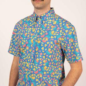 RSVLTS Double Dippin’ KUNUFLEX Short Sleeve Shirt in Blue — front view