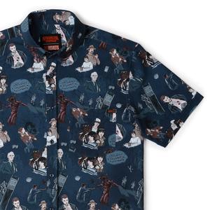 RSVLTS Something Is Coming KUNUFLEX Short Sleeve Shirt in Blue — front view