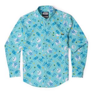 RSVLTS Festival of Lightsabers Long Sleeve Shirt in Blue — front view