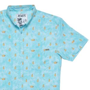 RSVLTS Hala Kahiki KUNUFLEX Short Sleeve Shirt in Blue — front view