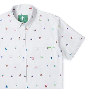 RSVLTS Buddy’s Favorite Things KUNUFLEX Short Sleeve Shirt in White — front view