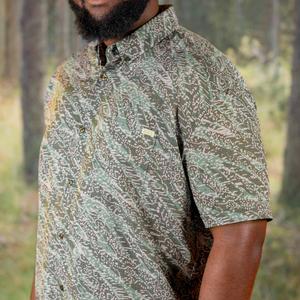 RSVLTS Ghillie Camo KUNUFLEX Short Sleeve Shirt in Green — front view