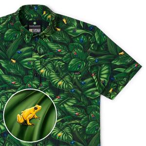 RSVLTS Deadly by Design KUNUFLEX Short Sleeve Shirt in Green — front view