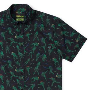 RSVLTS Showdown with The Shredder KUNUFLEX Short Sleeve Shirt in Black — front view