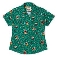 RSVLTS Off with Their Heads! Women's KUNUFLEX Short Sleeve Shirt in Green — detail 4