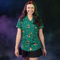 RSVLTS Off with Their Heads! Women's KUNUFLEX Short Sleeve Shirt in Green — front view